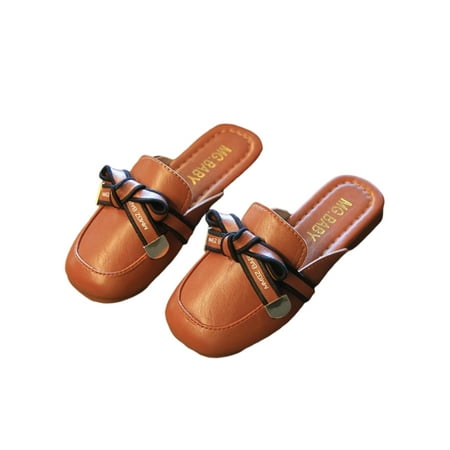 

SIMANLAN Kids Summer Slippers Beach Flat Sandal Comfort Sandals Child Casual Clogs Slides Girls Slip On Slipper Brown 11.5C