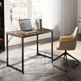 thumbnail image 3 of Giantex 40” Home Office Computer Desk, Modern Simple Writing Study Desk, Metal Frame Gaming Desk, Laptop PC Workstation, Rustic Brown, 3 of 8