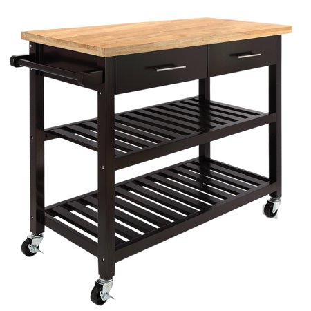 Homegear Open Storage V3 Kitchen Cart with Shelves - Island on Wheels Brown