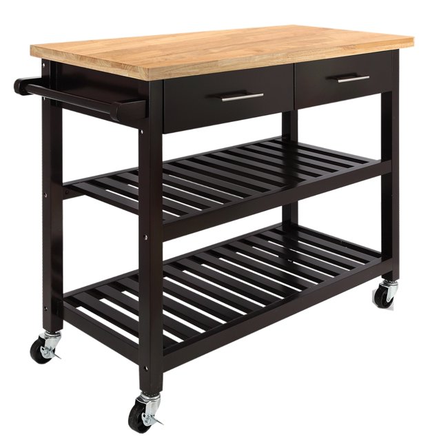 Homegear Open Storage V3 Kitchen Cart with Shelves Island on Wheels