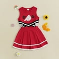 thumbnail image 2 of SUXIAN Baby Girl Cheerleading Set Shirts Skirts Halloween Cheerleading Outfits for Girls Age 0-4 Years Red 4Y, 2 of 6