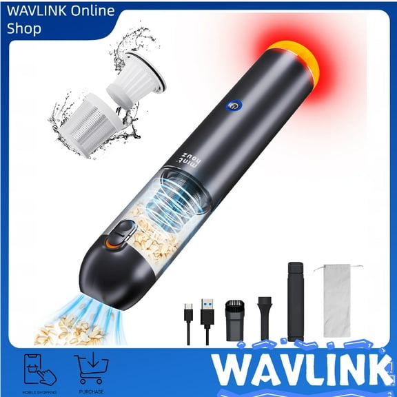 Handheld Vacuum 15000Pa, Powerful Cordless Car Vacuum Cleaner 120W, Ultra Lightweight Portable Mini Hand Vacuum Rechargeable with Type-C Cable and LED/SOS Light for Car/Home/Pet Hair