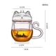 thumbnail image 2 of Taza de café transparente de doble pared con tapa, 473 ml (16 oz), diseño adorable de gato, de vidrio borosilicato con asa rosa., 2 of 8