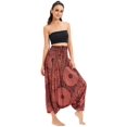 thumbnail image 1 of Combinaison Pantalon Bohème Harem pour Femmes 2 en 1 en Rayonne à Taille Smockée, 1 of 6