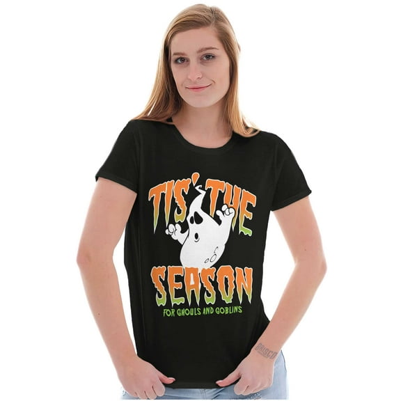Halloween Season of Ghouls Goblins Womens Slim Fit Graphic Tee Brisco Brands S