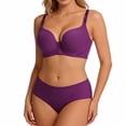thumbnail image 7 of AHTJRT Women's Lingeries Seamless Underwired V Neck Bras and Panty Lounge Activewear Two Matching Sets B Cup Purple#01 34, 7 of 7