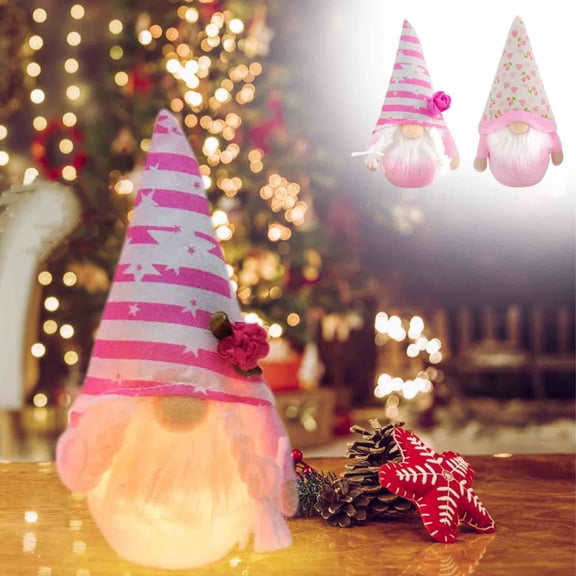 Vacemry Under $5 Plush Gnome Doll, LED Lighted Valentine Decoration with Heart Accent, Soft Fabric Stuffed Figure for Tabletop Shelf and Mantle Display