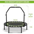 thumbnail image 3 of 40” Rebounder Trampoline with Handle, Quiet Bungee, Foldable Steel Frame, 3 of 9