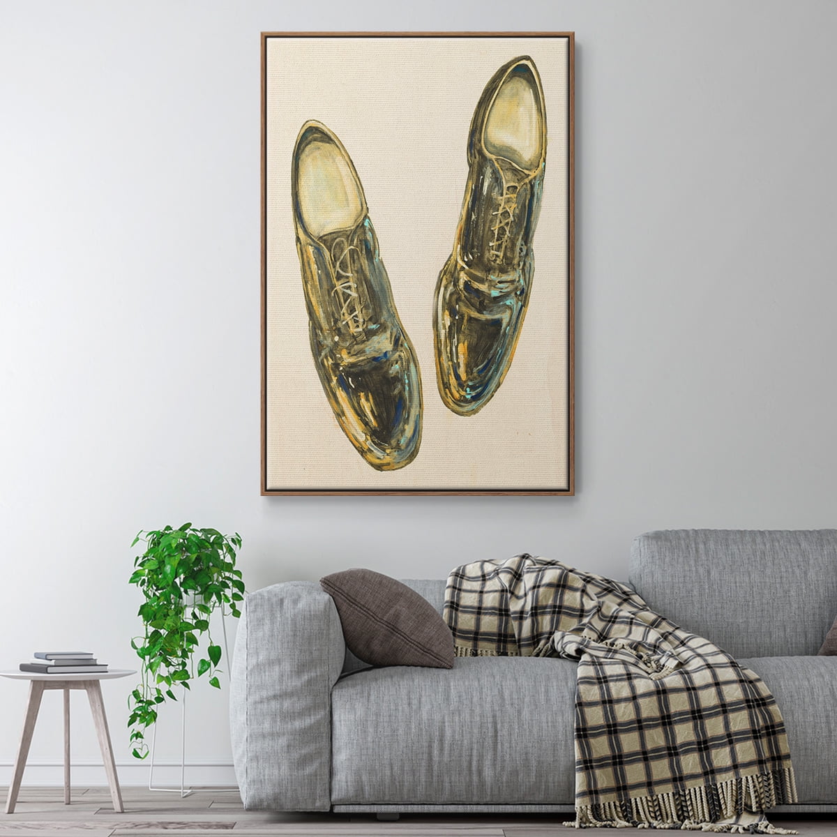 The Shoe Fits I V1 Framed Premium Gallery Wrapped Canvas - Ready to Hang - 25 x 37 - Walnut Floating Frame