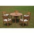 thumbnail image 5 of Grade-A Teak Dining Set: 5 Seater 6 Pc: 52" Round Table And 5 Veranda Arm Chairs Outdoor Patio WholesaleTeak #WMVRe, 5 of 5