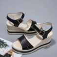 thumbnail image 4 of AXXD Black Wedge Sandals for Women 7 Summer Sandals Open Toe Sandals Casual Low Slip On Sandals Comfortable Outdoor Shoes, 4 of 6