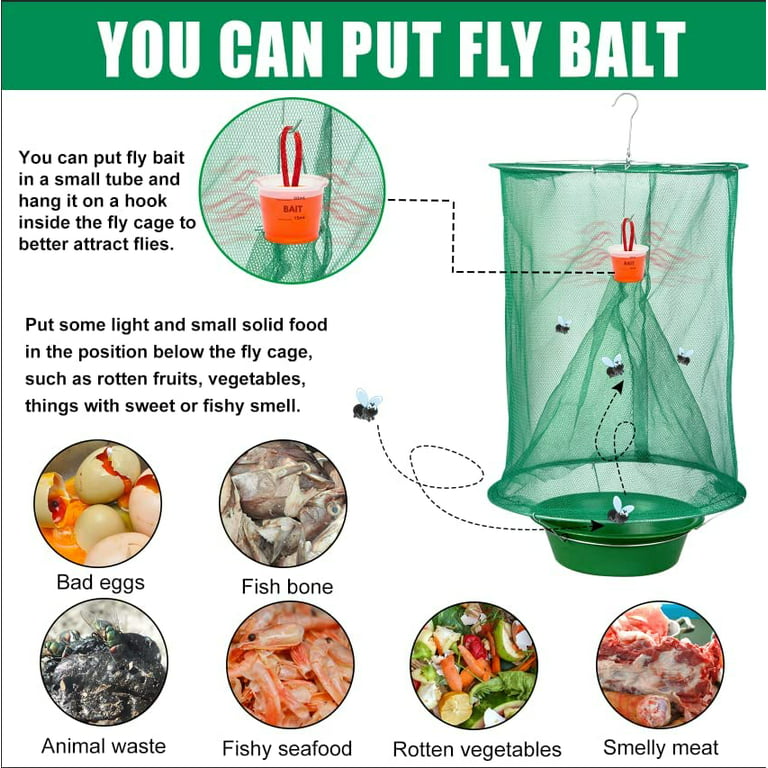 2 Pack Reusable Fly Traps Outdoor Hanging, Fly Trap with Bait, Ranch Fly  Repellent for Outdoor, Fly Catcher Hanging