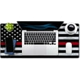 thumbnail image 4 of Extended Gaming Mouse Pad (35.4x15.7 in), Large Stable Rubber Base Mousepad with Stitched Edges, Keyboard Mouse Mat Desk Pad for Work, Game, Office, Home - Fire Fighter Thin Red Line Flag, 4 of 6