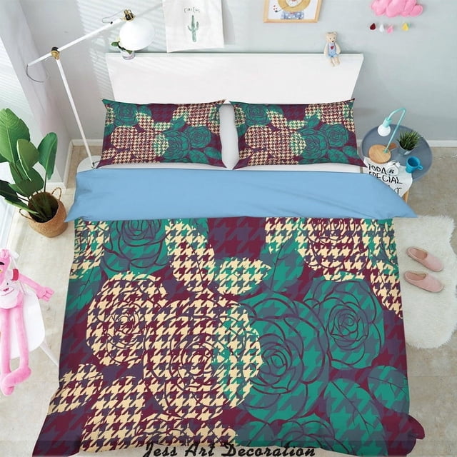 3D Color Flores Patrón Funda de edredón Set Ropa de cama Set Fundas de almohada 213