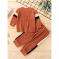 thumbnail image 3 of FOCUSNORM Unisex Kids Suit Set, Contrast Color Round Neck Long Sleeve Tops+ Long Pants, 3 of 9