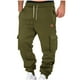 thumbnail image 1 of Penkiiy Men Pantalones de deporte Joggers Fleece Baggy Pantalones de deporte Cargo Pierna recta Cintura elástica Pantalones de deporte casual Cordón de dibujo Pantalones de deporte L Army Green, 1 of 6