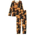 thumbnail image 4 of Renewold Soft Women Pjs for Fall Spring Winter Black Cats Pumpkins Scoop Neck Pajamas Elastic Halloween Down Sleepwear Sports Outfits Clothing Size 3XL, 4 of 5