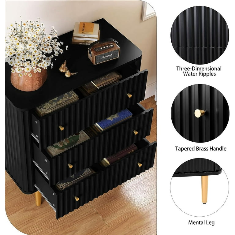 HLR 3 Drawer Dresser, White and Gold, Bedroom Storage Cabinet with Spacious  Drawers - Walmart.com