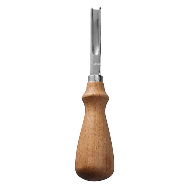 Herramienta biseladora para biselar bordes de cuero con mango de madera, para trabajos de bricolaje, de amplio uso, hecha de 6 mm