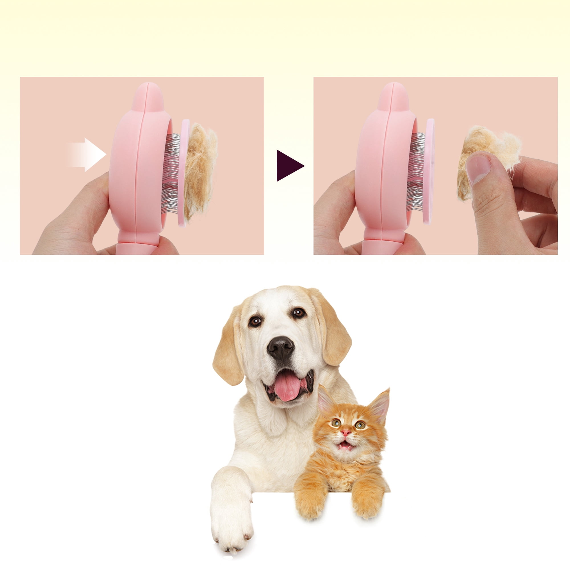 Unique Bargains Pet Brush for Cats and Dogs for Deshedding Pink 7.68 in