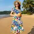 thumbnail image 4 of Fuzoiu tractor and garden Print Womens Summer Trendy Short Sleeve Dresses,A Line Flowy Sundresses,Loose Casual Mini Beach Dress with Pockets, 4 of 6