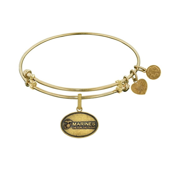 Angelica Collection Brass with Yellow Finish U.S. Marines The Few. The Proud. Expandable Bangle