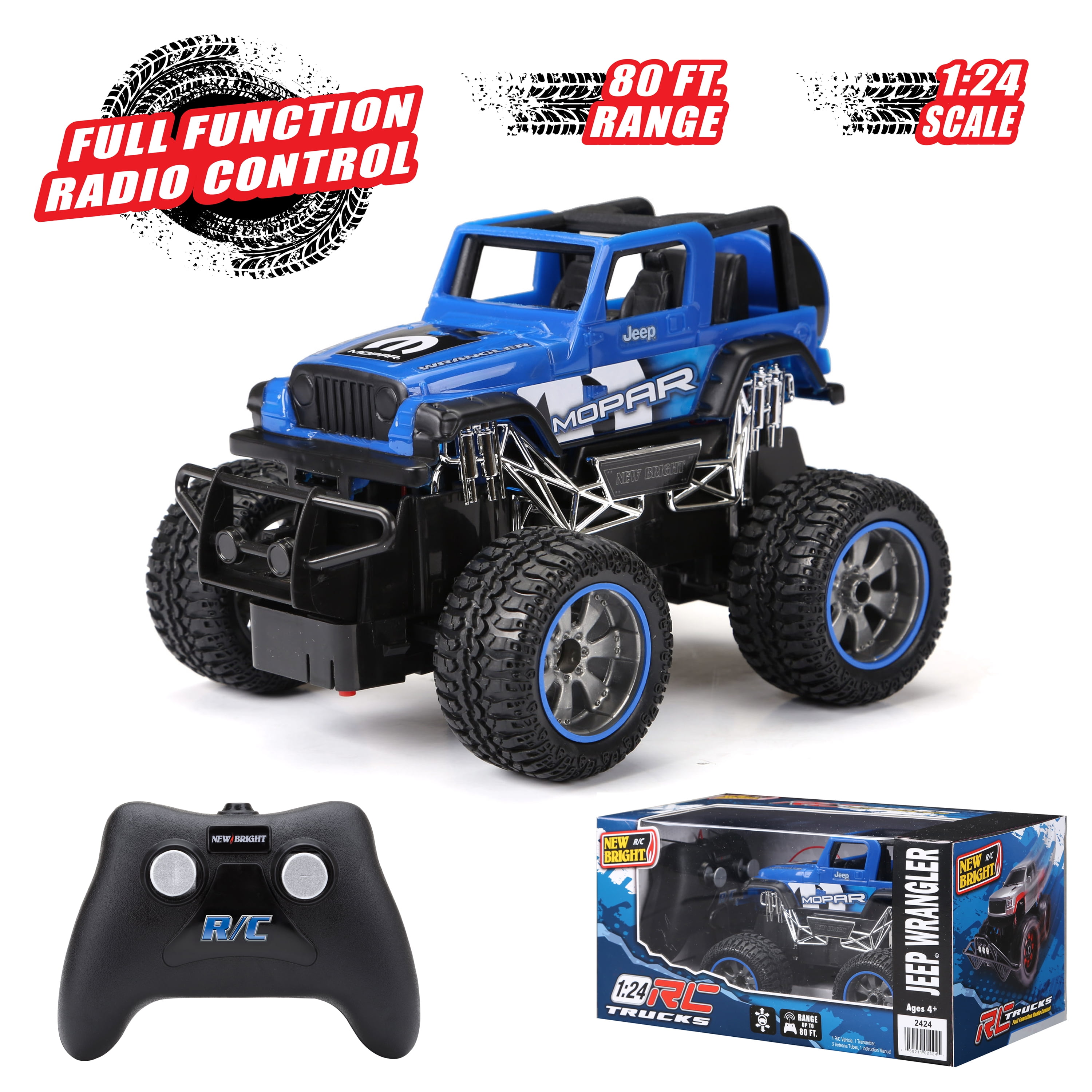 Bright 1 24 Scale Radio Control Truck Jeep Wrangler Blue Toy Rc Vehicles Batteries Toys Games Kiririgardenhotel Com