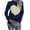 Navy, variant on QIPOPIQ Womens Sweaters Clearance Sexy Fashion Pullover Sweaters Casual Long Sleeve Round-Neck Pattern Ladies Knitted Sweater Tops Knitwear Beige L