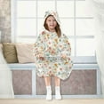 thumbnail image 7 of Dailycode Wearable Blanket Hoodie Oversized Sherpa Flannel Blankets with Pocket for 3-14 Year Old Cute Rabbit Face and Flowers, 7 of 7