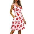 thumbnail image 2 of Renewold Heart Print Kiss Lips Summer Sleeveless Tank Dress Valentine's Day Ladies Dance Beach Party Dresses Midi Flared Vest Sundress Flared Dress Size L, 2 of 6