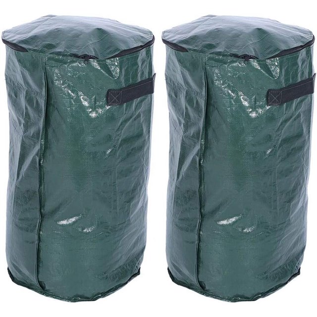 2 bolsas para desechos de jardín (alto 60 cm, profundidad 35 cm), impermeables, resistentes al desgarro, para hojas y césped, con tapa