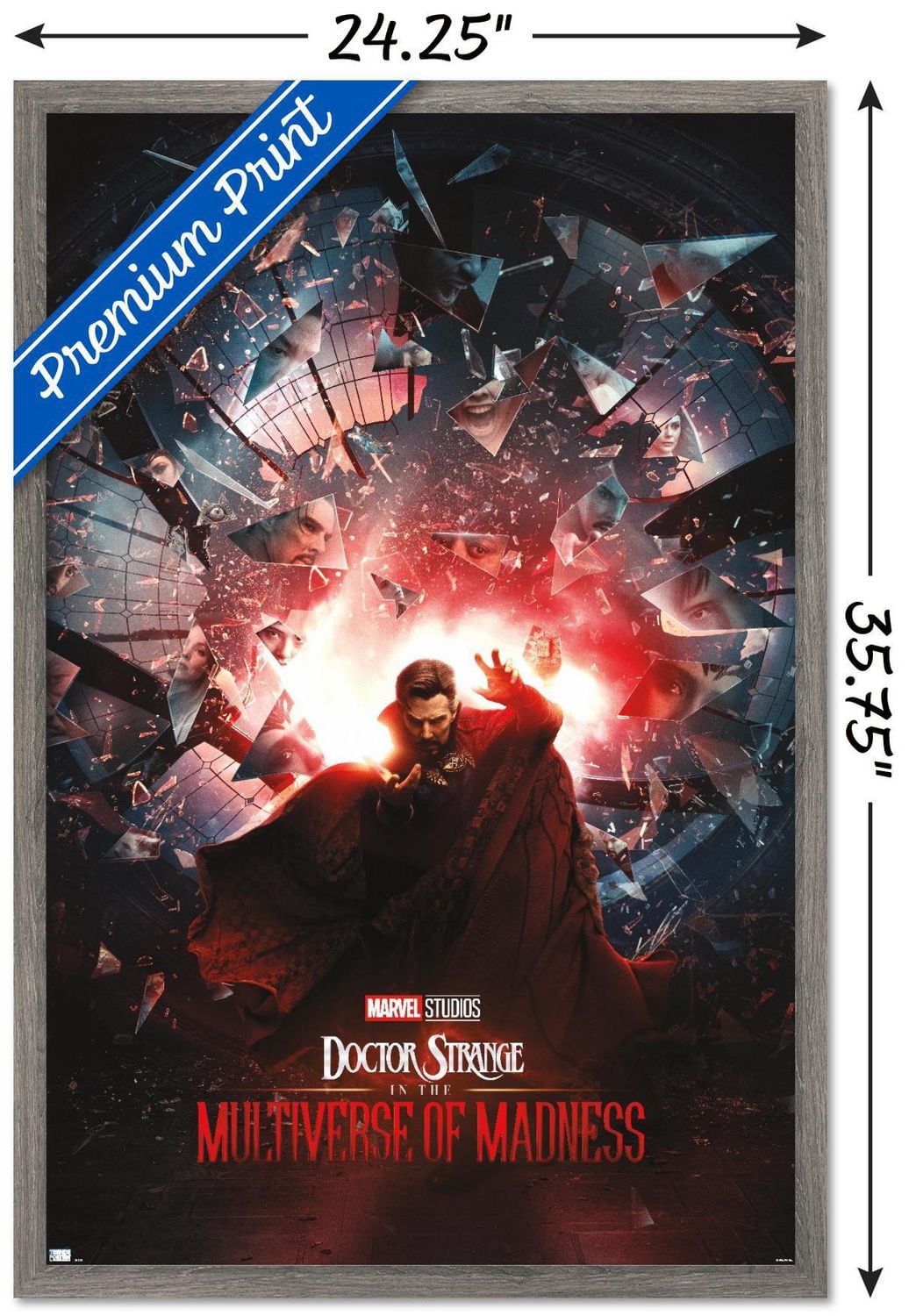 Marvel Doctor Strange in the Multiverse of Madness - Official One Sheet Wall Poster, 22.375" x 34" Framed