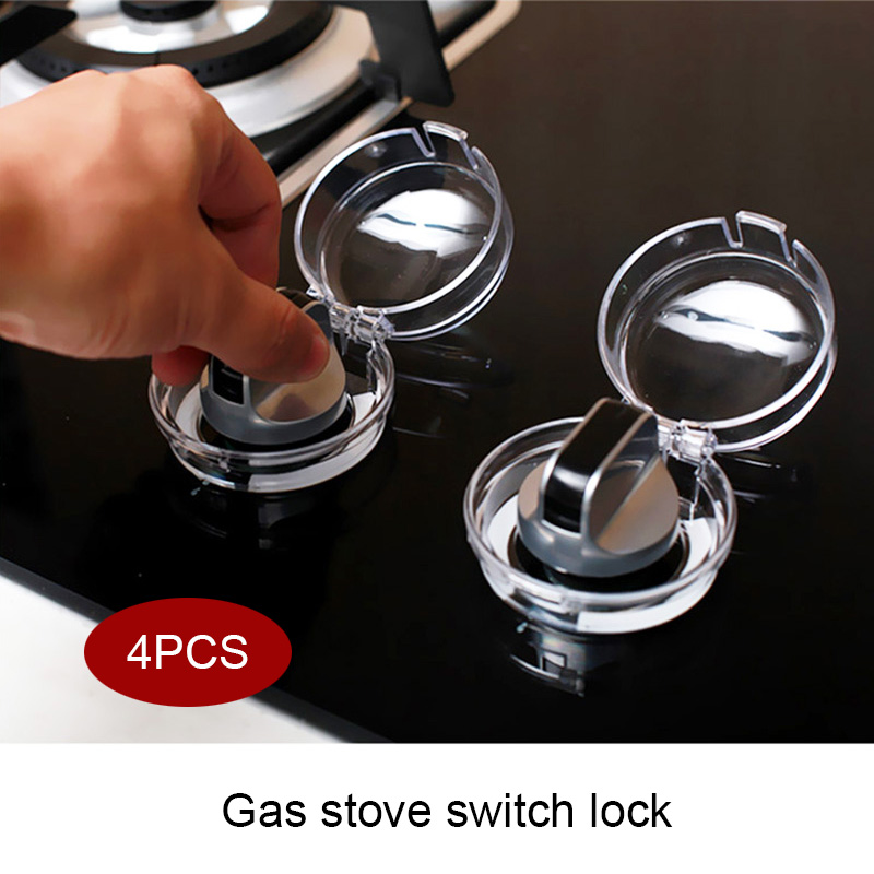 4 Pcs Clear Gas Stove Knob Cover Kit Kitchen Switch Protective Covers