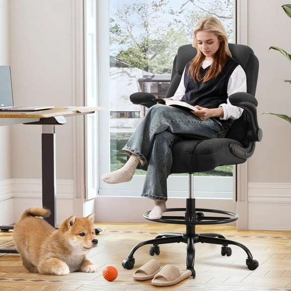 Drafting Chair Tall Office Chair for Standing Desk with Adjustable Foot Ring and Lumbar Support