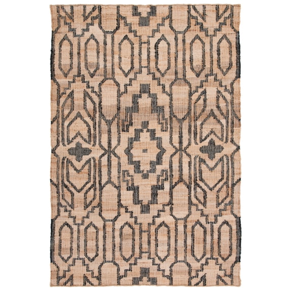 SAFAVIEH Natural Fiber Natalie Geometric Area Rug, Natural/Black, 5' x 8'