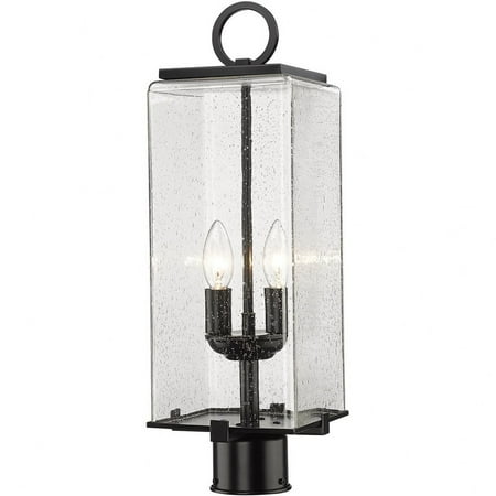 2 Light Outdoor Post Mount in Contemporary Style-20.25 inches Tall and 7 inches Wide-Black Finish-Seedy Glass Color Bailey Street Home 372-Bel-4620122