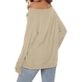 thumbnail image 2 of Women's Plus Size Casual Off Shoulder Long Sleeve Top Loose Fit Comfortable Solid Color Blouse Elegant Tunic, 2 of 2