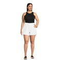 thumbnail image 2 of Dollhouse Women's Plus Size Cuffed Linen Shorts with Rope Belt, 2 of 5