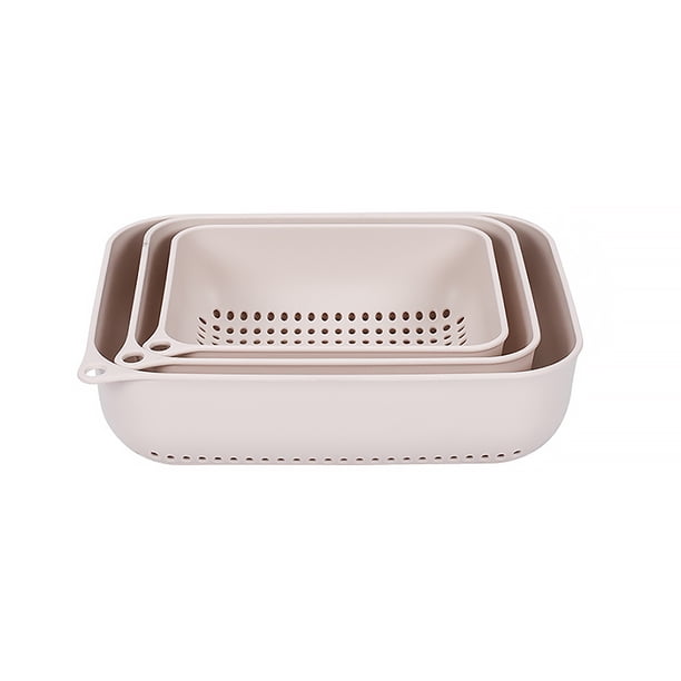 Injueey Escurridor de verduras de 3 uds PP, escurridor de almacenamiento de frutas de cocina, cesta de almacenamiento colgante multifuncional Organizadores de utensilios de cocina albaricoque Injueey HA8103-02B