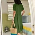thumbnail image 6 of SnnmBlm Women's Casual V Neck Buttons Down Front Short Sleeve Loose Fit Midi Dress Green 4XL, 6 of 6