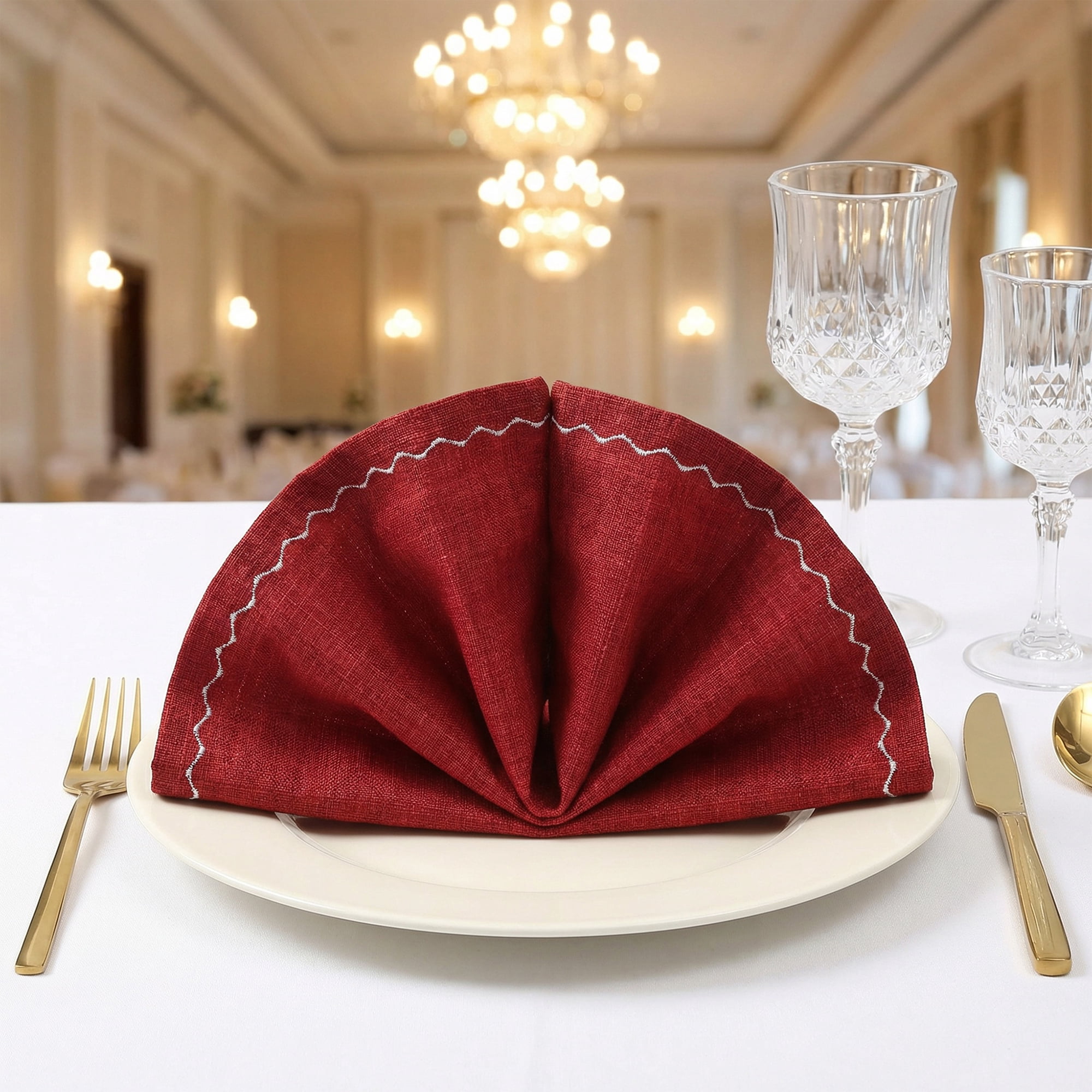 Unique Bargains 6Pcs Linen Washable Reusable Cloth Napkins Wine Red 20x20inch