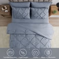thumbnail image 4 of Bourina 3-Piece King Size Comforter Set, Pleated Design, Wrinkle-Resistant Microfiber Bedding, Aqua, 102" x 90", Lightweight & Machine Washable, All Season, 4 of 7