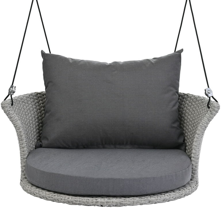 Euroco Single Person Hanging Seat Rattan Woven Swing Chair Porch