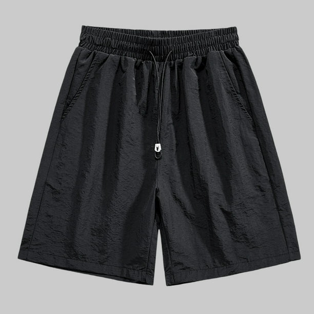 pstuiky Abreviatura para hombres, Pantalones cortos casuales de color liso con cintura elástica y bolsillo con cordón para hombre Pantalones cortos de baloncesto
