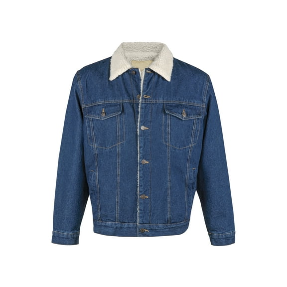 Collections Etc Winter Sherpa Lined Dark Denim Button-Down Jacket