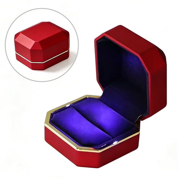 Ring Box with LED Light for Proposal, Engagement, and Wedding Jewelry Presentation, Square Velvet