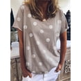 thumbnail image 5 of Camiseta holgada con estampado de lunares para mujer, camisetas de manga corta con cuello en V para mujer, Tops básicos versátiles informales de moda diaria 2023, 5 of 5