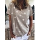 thumbnail image 5 of Camiseta holgada con estampado de lunares para mujer, camisetas de manga corta con cuello en V para mujer, Tops básicos versátiles informales de moda diaria 2023, 5 of 5