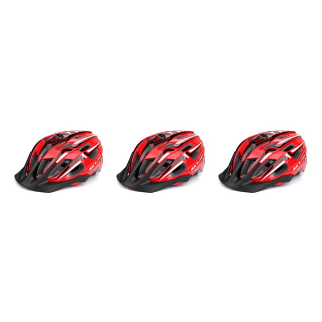 Langgg Bike Helmet Taillight Riding Hat Integrally-molded Man Lady Adjustable Cap Rear Light for Motorbike Sport Red Black 3Set