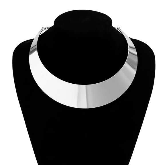 Exaggerated Choker Metal Wire Torques Choker Necklace Women Collar Punk Wide Smooth Neck Chain Jewelry Accessory